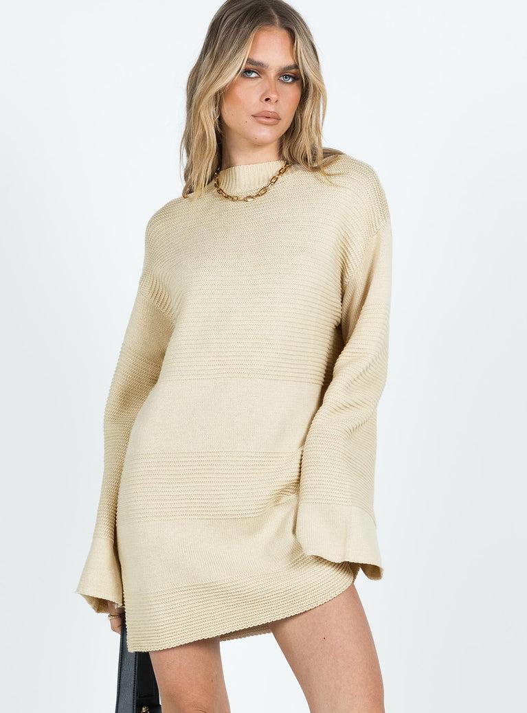 Cheyenne Knit Sweater Dress Beige Product Image
