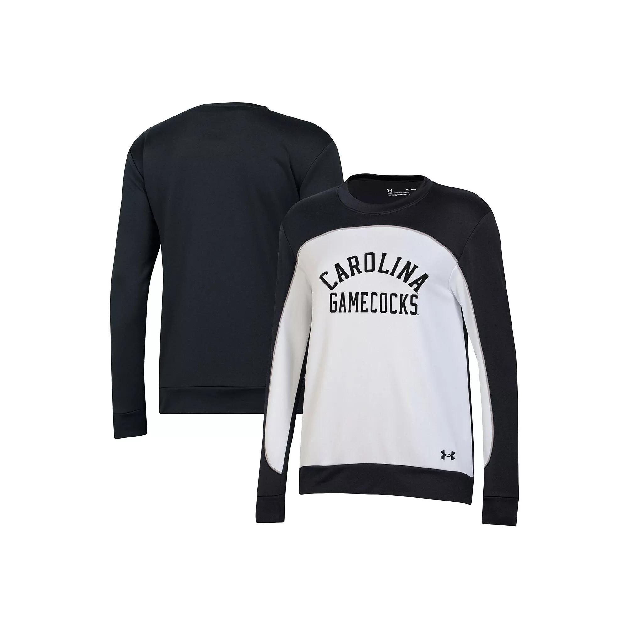 Women's Under Armour Black/White South Carolina Gamecocks Colorblock Pullover Sweatshirt,  Product Image