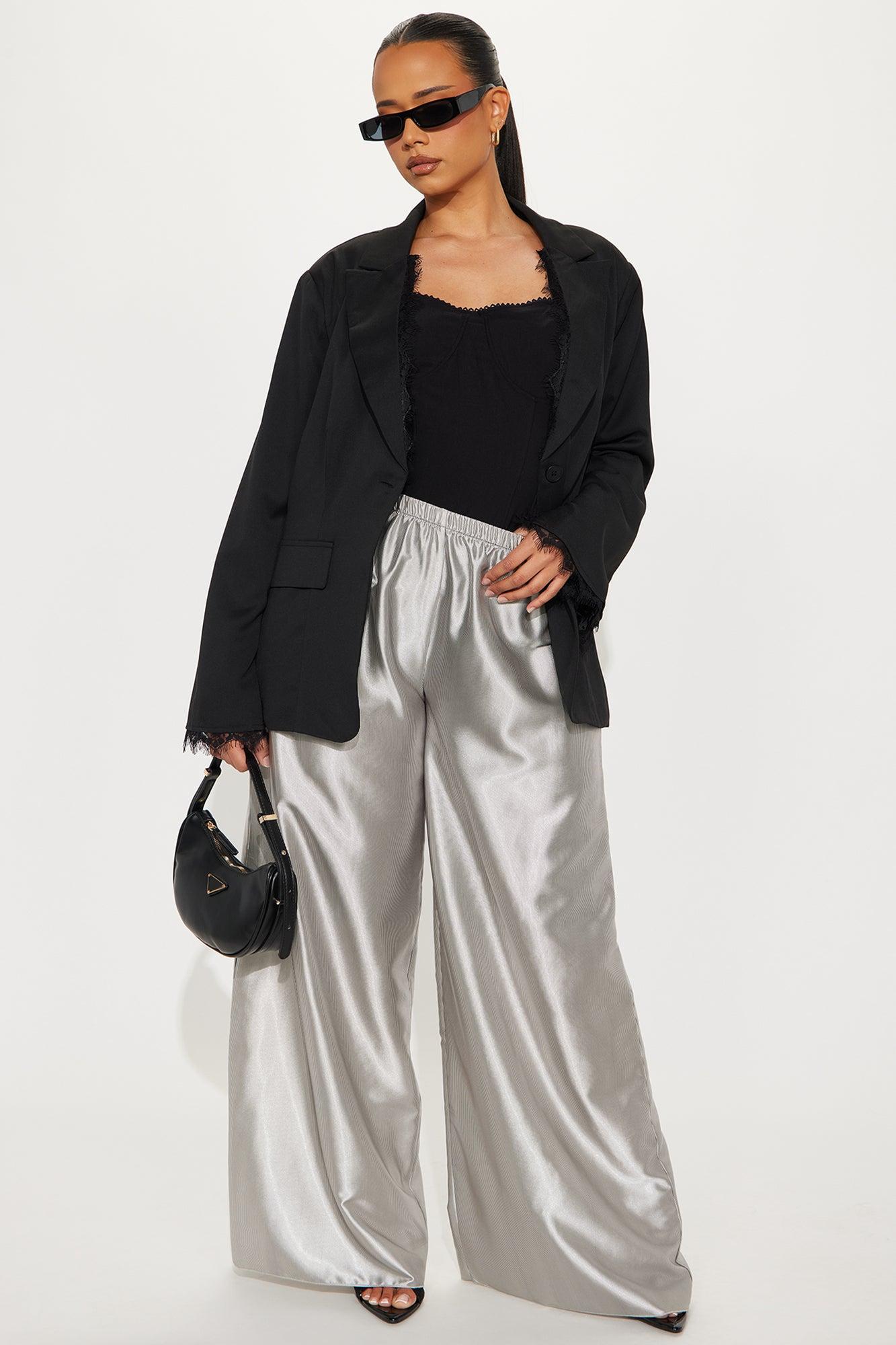 Emeline Pinstripe Satin Pant - Black/combo Product Image
