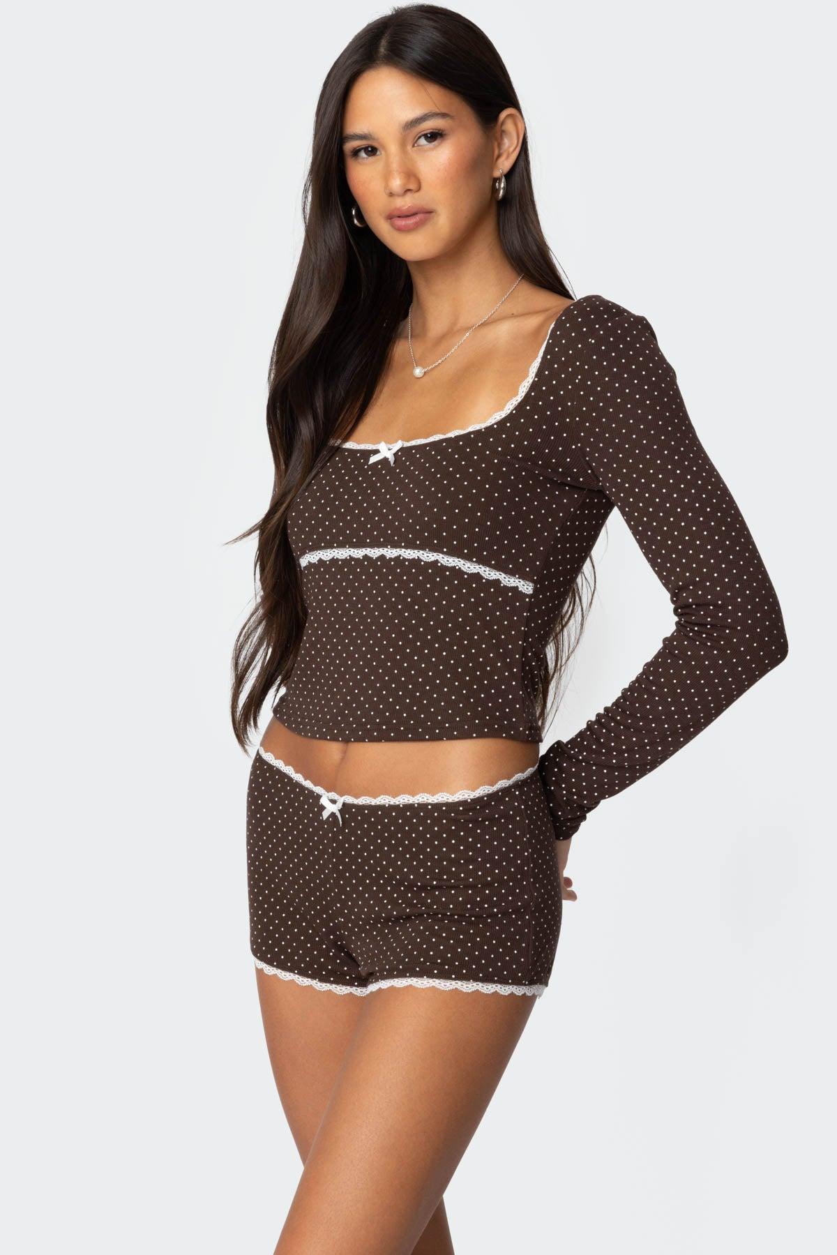 Juliana Polka Dot Ribbed Top Product Image