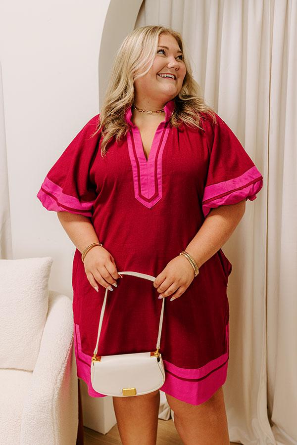 Boardwalk Babe Linen-Blend Mini Dress in Wine Curves Product Image