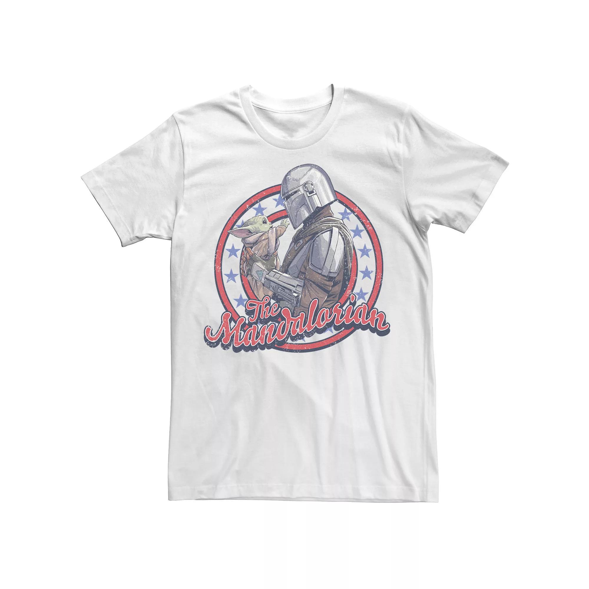 Men's Star Wars: The Mandalorian Mando & Grogu Americana Tee, Size: XS, White Product Image