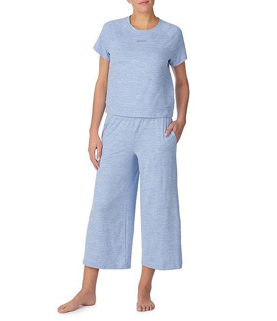 DKNY by Donna Karan Short Sleeve Round Neck Top & Cropped Knit Pajama Set Product Image