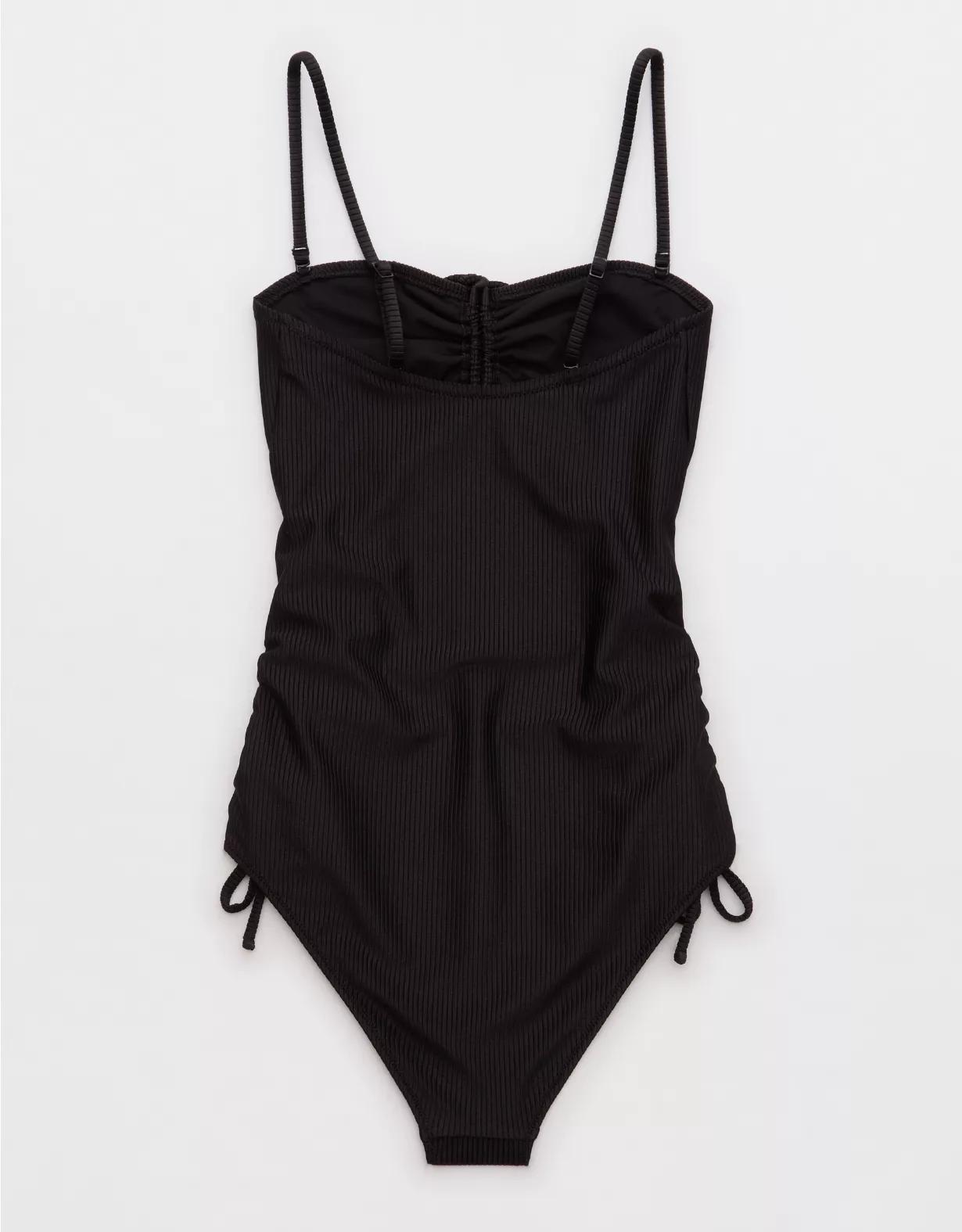 Aerie Shine Rib Strapless Cheeky One Piece Swimsuit Product Image