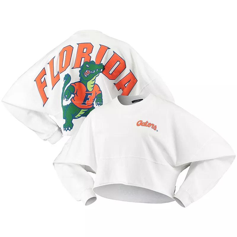 Women's White Florida Gators Raw Hem Cropped Spirit Jersey Long Sleeve T-Shirt, Size: 2XL Product Image