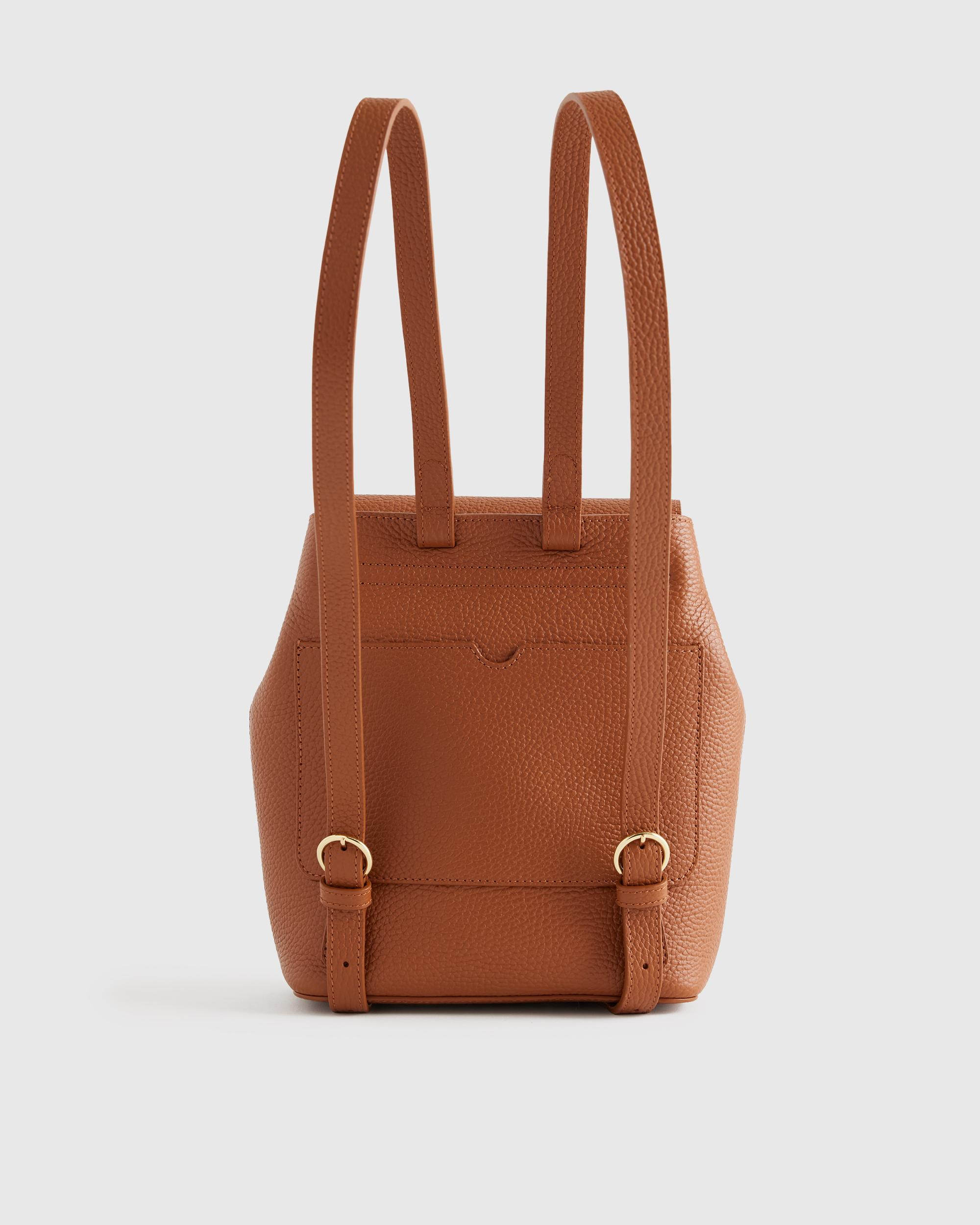 Quince | Women's Italian Leather Small Backpack in Cognac Product Image