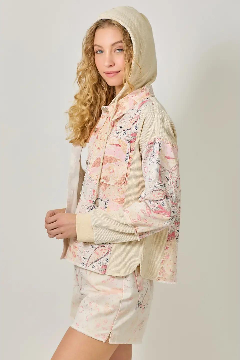 Thermal Paisley Contrast Hoodie Jacket Product Image