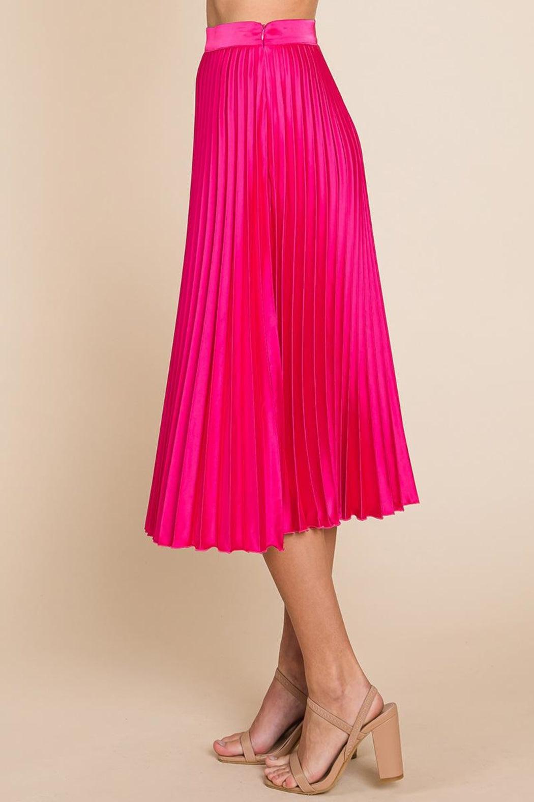 High Waisted Pleated Midi Skirt Product Image