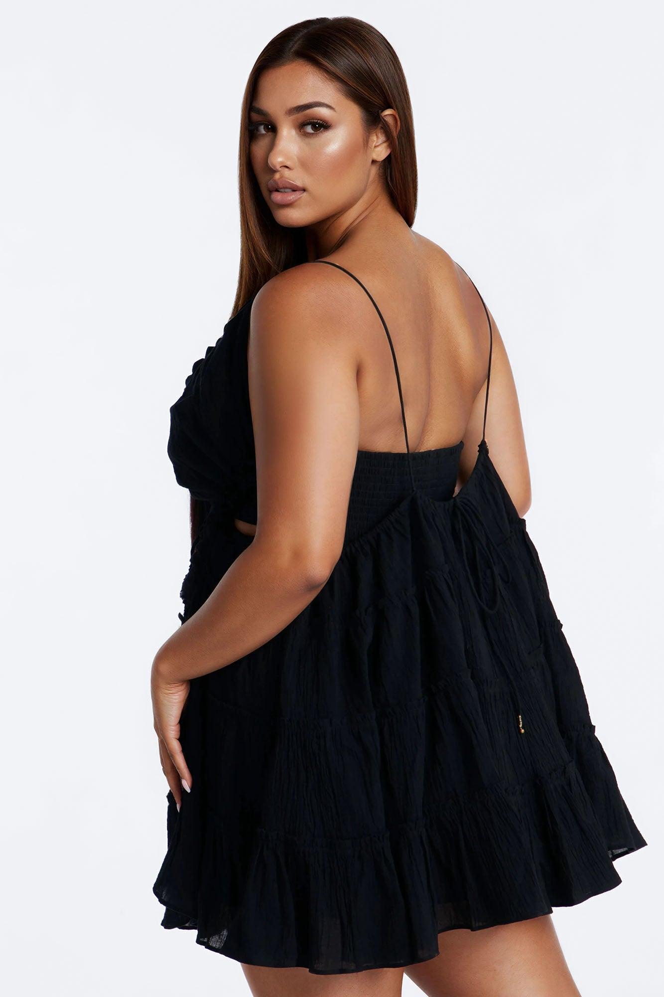 Rylee Ruffle Mini Dress - Black Female Product Image