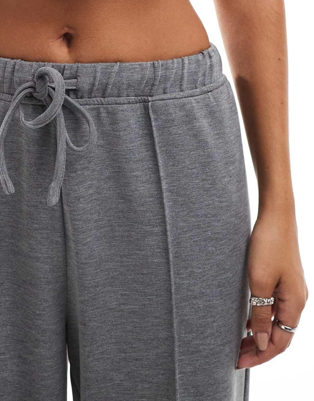 Stradivarius soft touch front seam sweatpants in dark gray Product Image