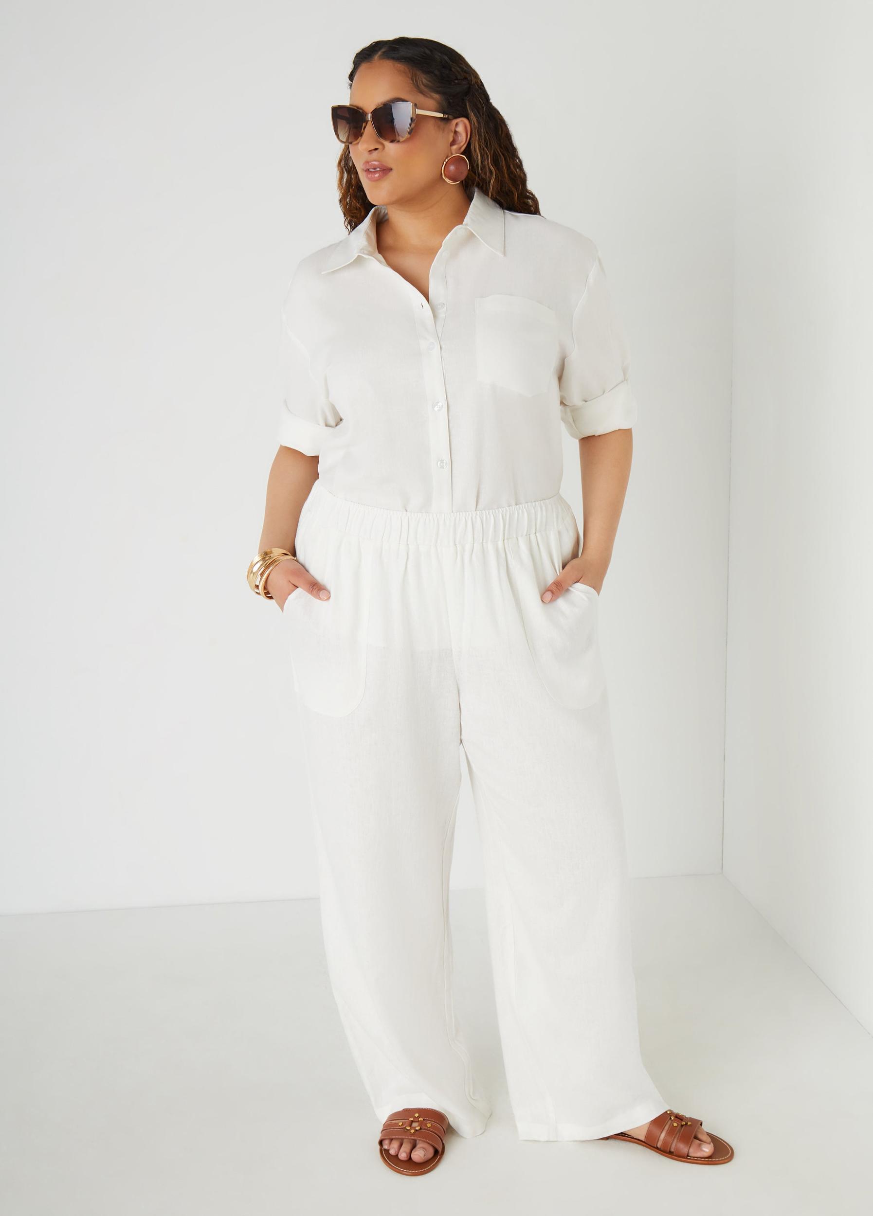 High Rise Linen Blend Pants Product Image