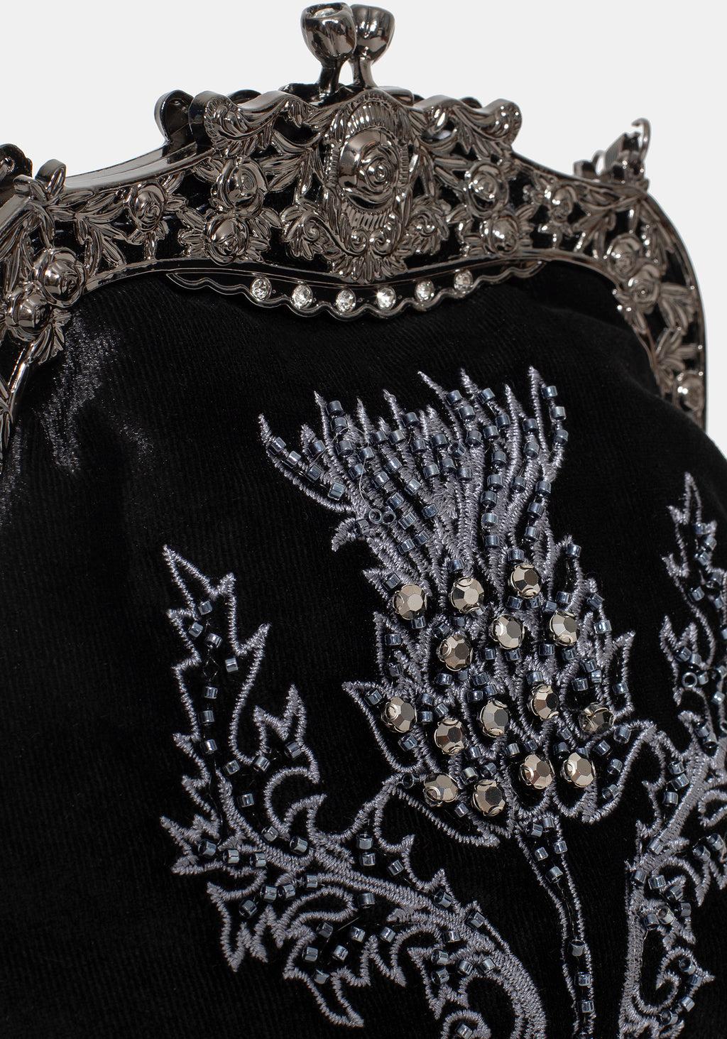 Despair Thistle Beaded Kiss Lock Pouch Bag Product Image