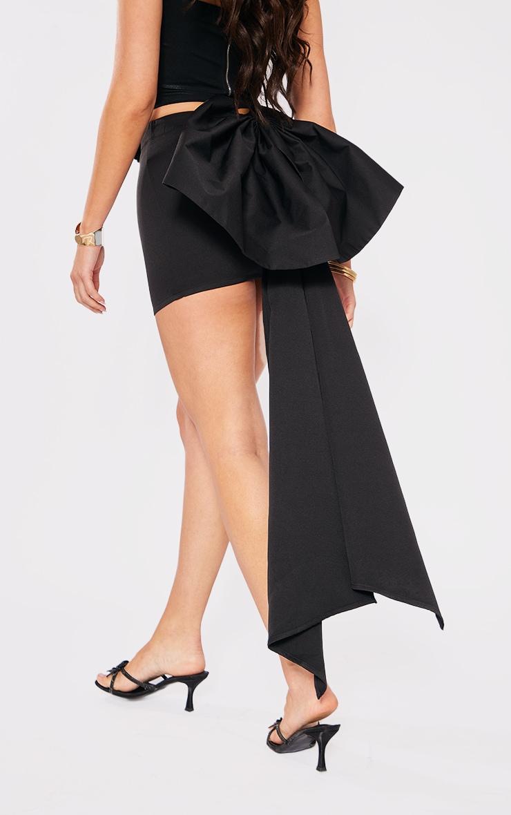 Black Oversized Bow Detail Mini Skirt Product Image