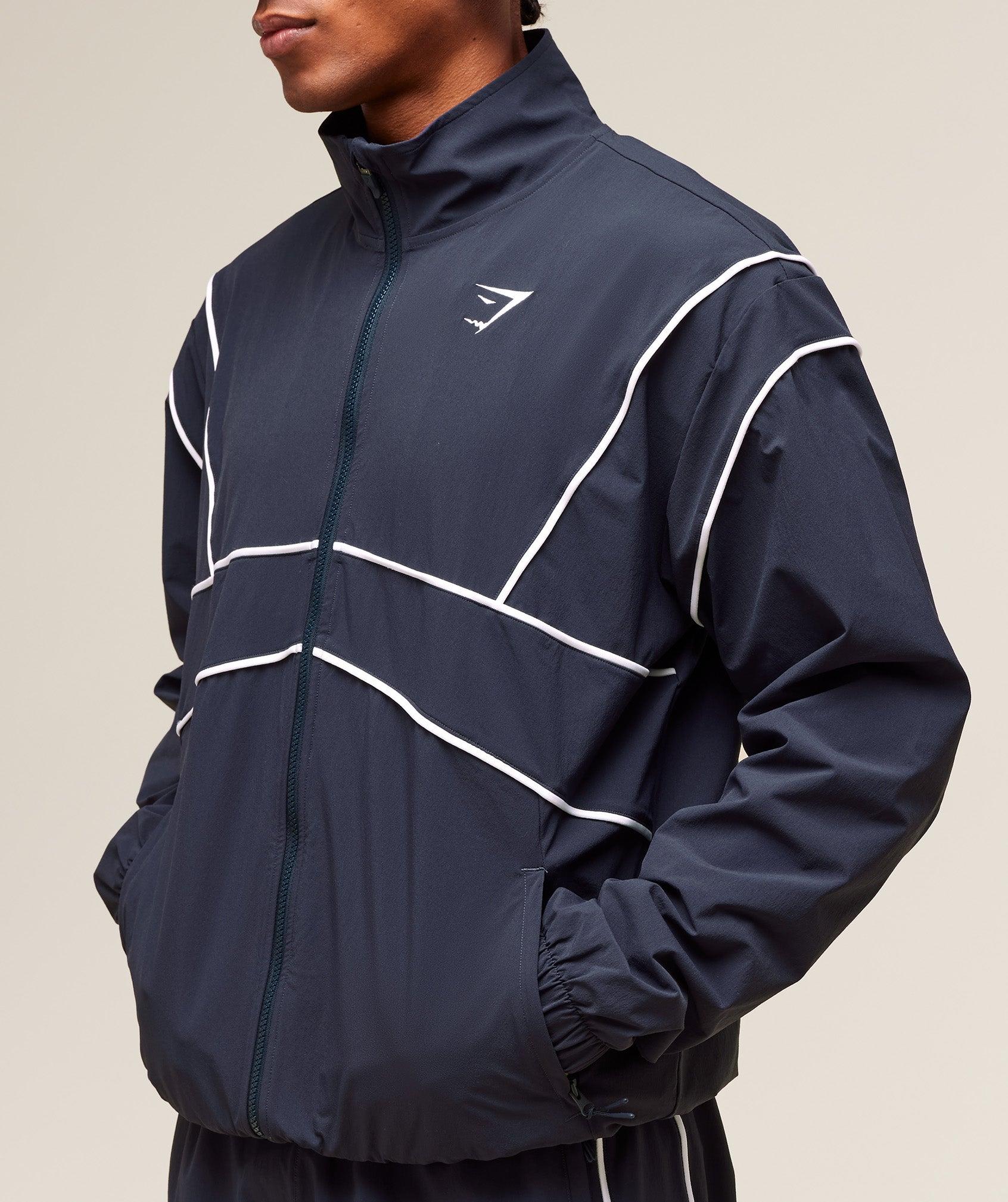 Gymshark Retro Crinkle Track Jacket - Heavy Blue Male Product Image