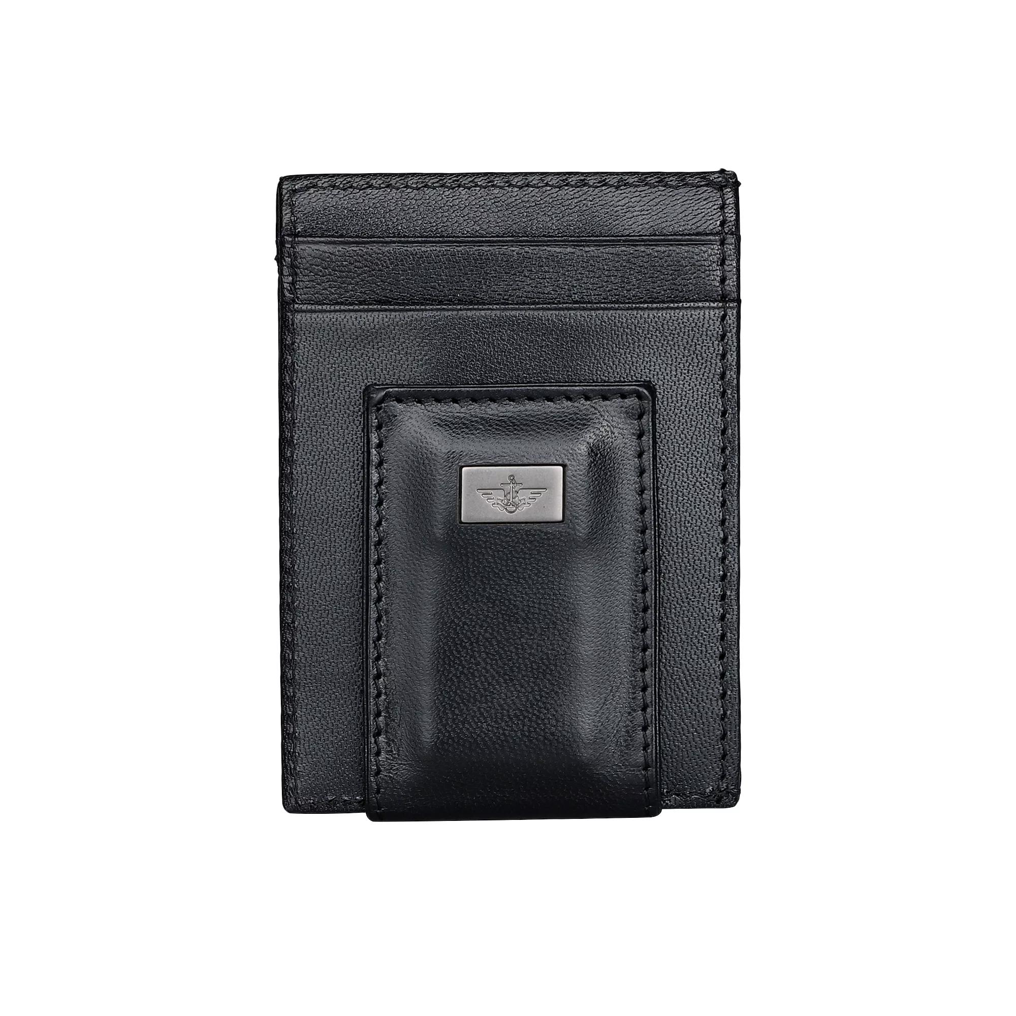 Men's Dockers® RFID-Blocking Leather Front Pocket Wallet with Metal Logo & Magnetic Money Clip, Black Product Image