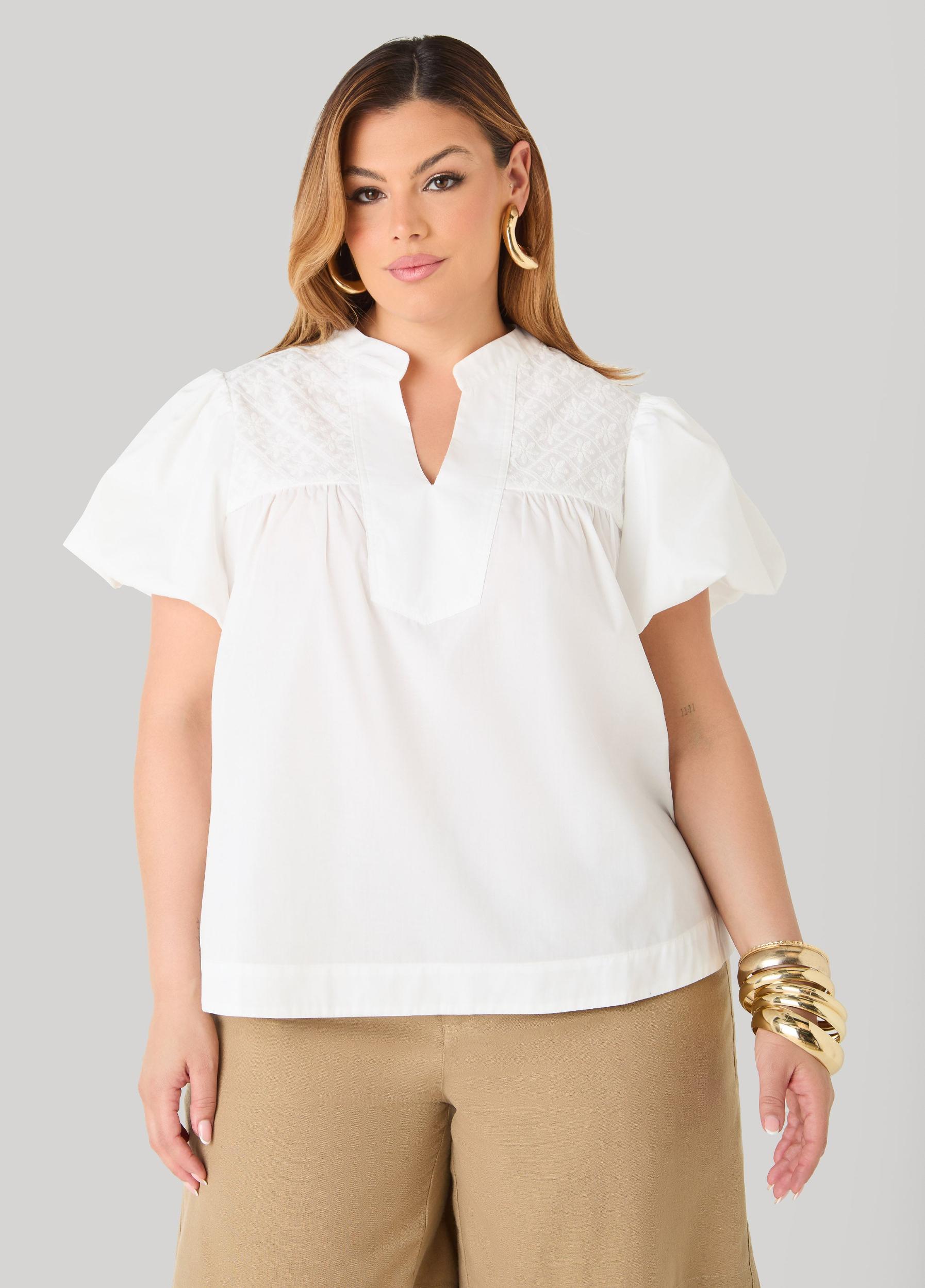 Puff Sleeve Embroidered Top Product Image