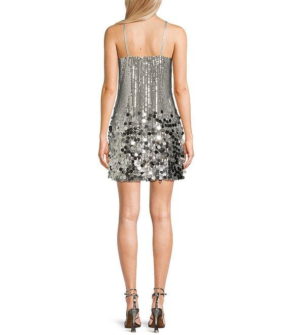 Allison & Kelly Square Neck Spaghetti Strap Allover Sequin Pailette Dress Product Image