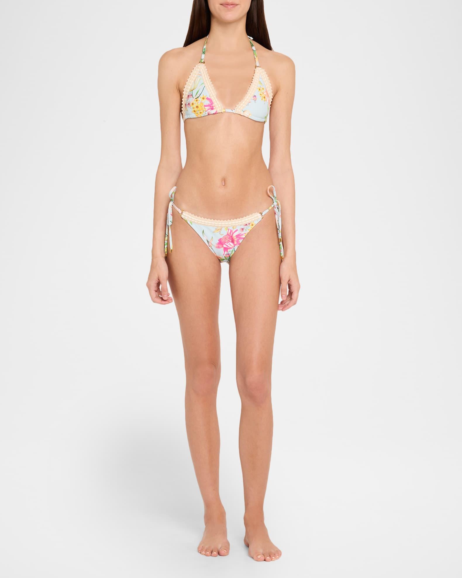 Kyle Floral Crochet-Trim Triangle Bikini Top Product Image