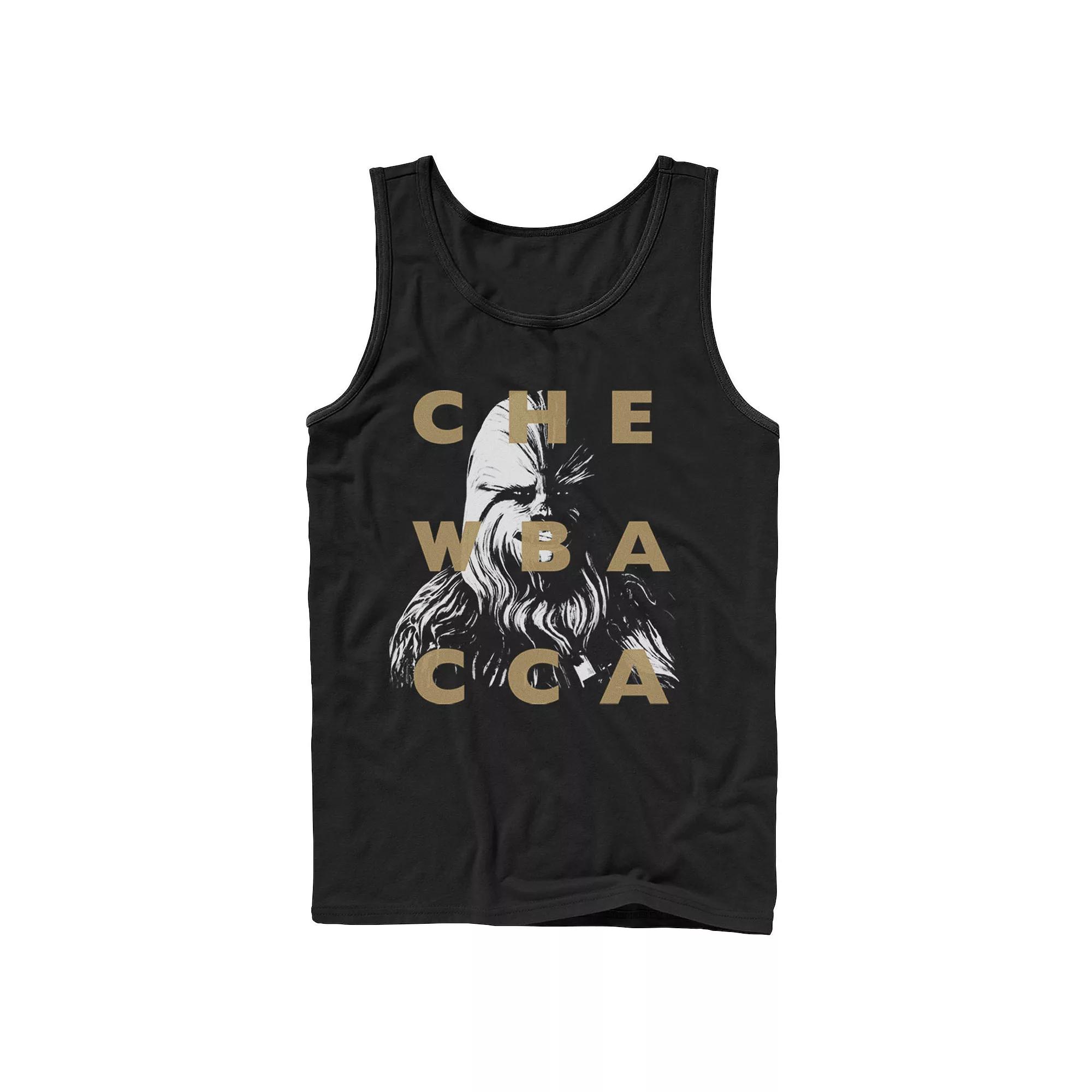 Men's Star Wars: Clone Wars Chewbacca Text Overlay Tank Top, Size: XL, Black Product Image
