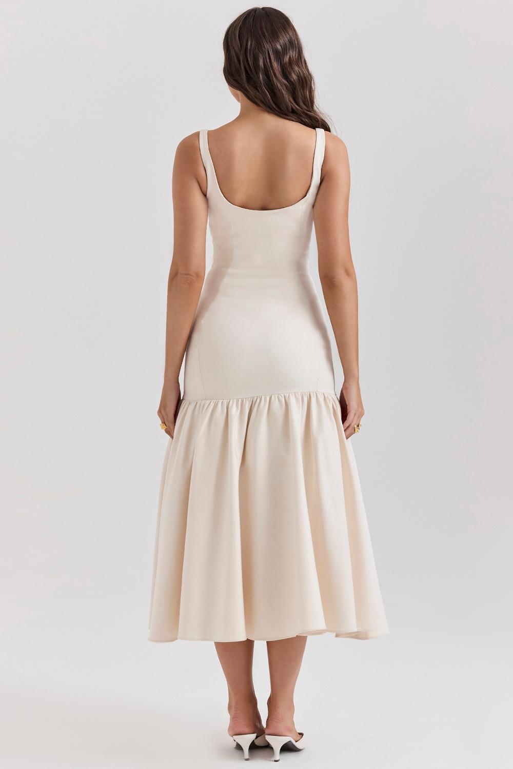 Amore  vintage cream dropped waist midi dress Product Image