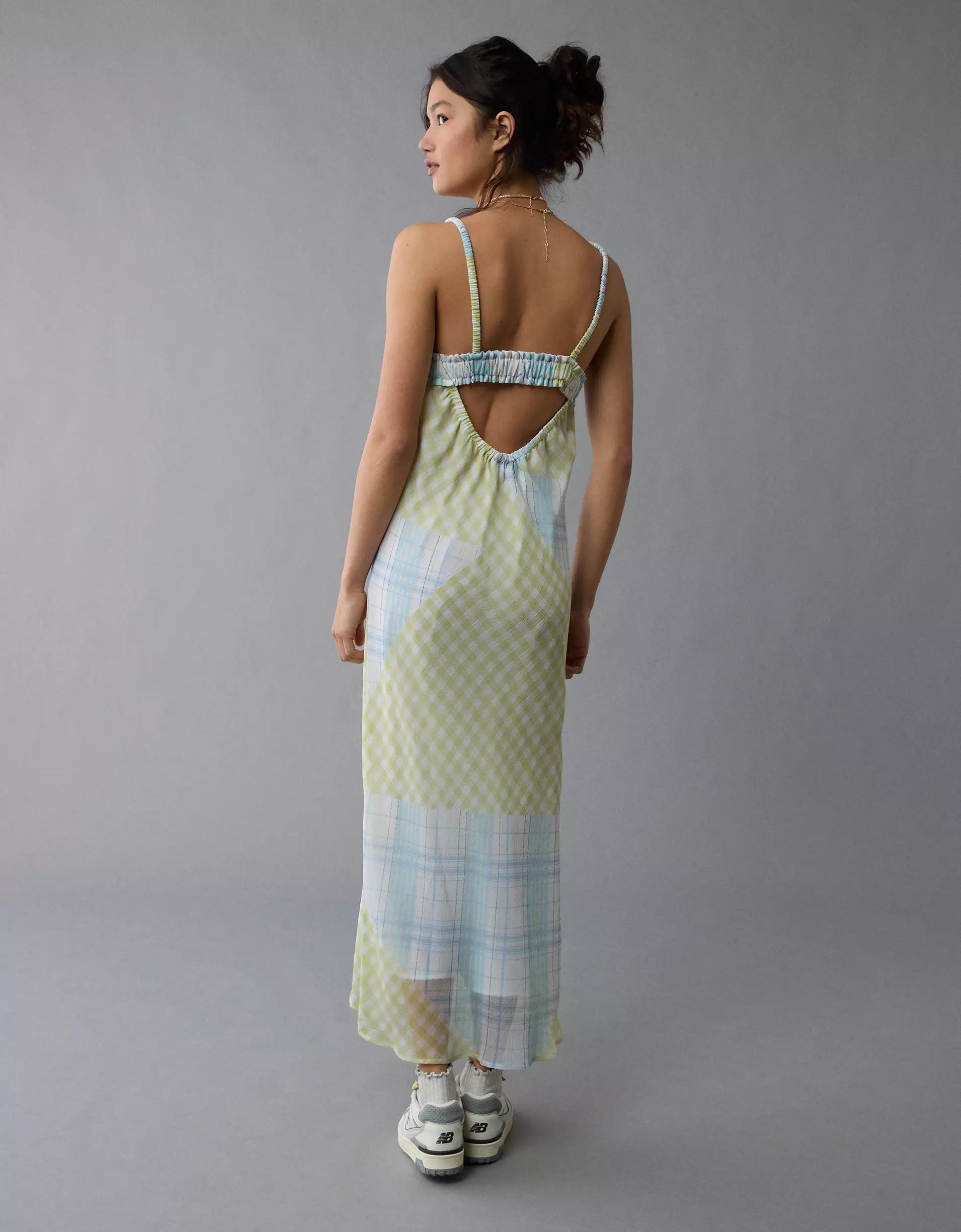 AE V-Neck Ruffle Midi Slip Dress Product Image
