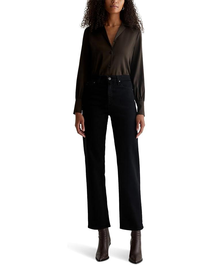 Women's AG Jeans Rian Super High Rise Straight Jeans in Sulfur Black Product Image