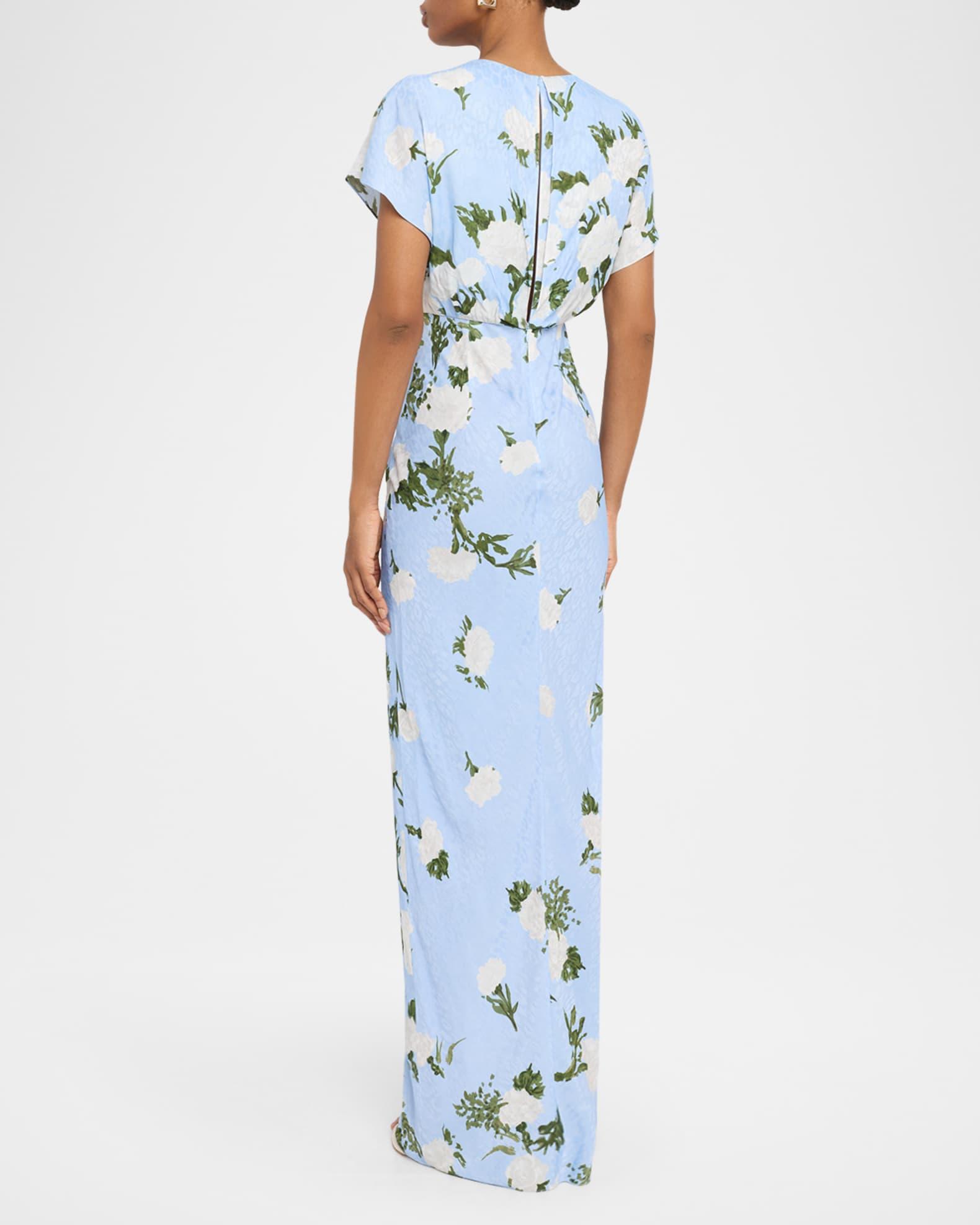 Jackie Floral-Print Short-Sleeve Twisted Gown Product Image