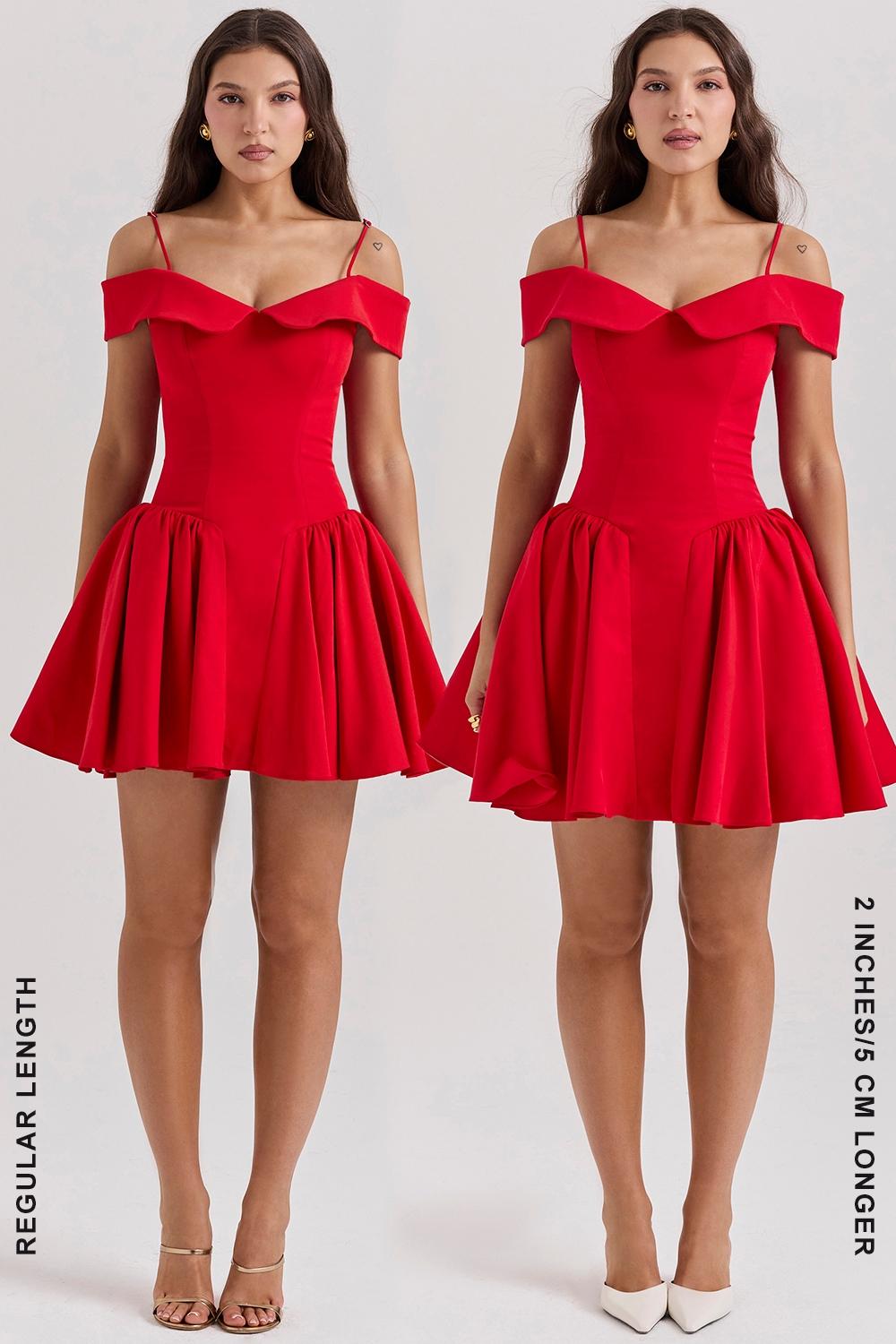 Elida  scarlet off shoulder mini dress Product Image