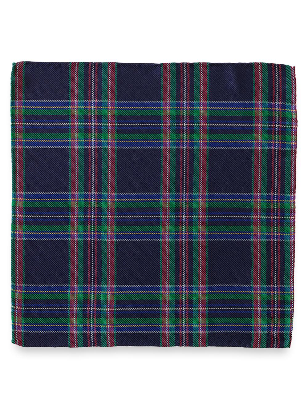 Tartan Silk Pocket Square - Navy Multi Product Image