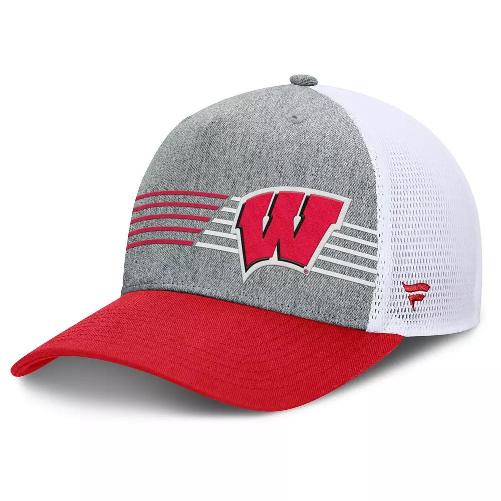 Men's Fanatics Heather Gray/Red Wisconsin Badgers Profile Trucker Adjustable Hat, Grey Product Image