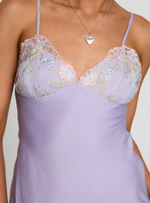 Hintz Satin Mini Dress Lilac Product Image