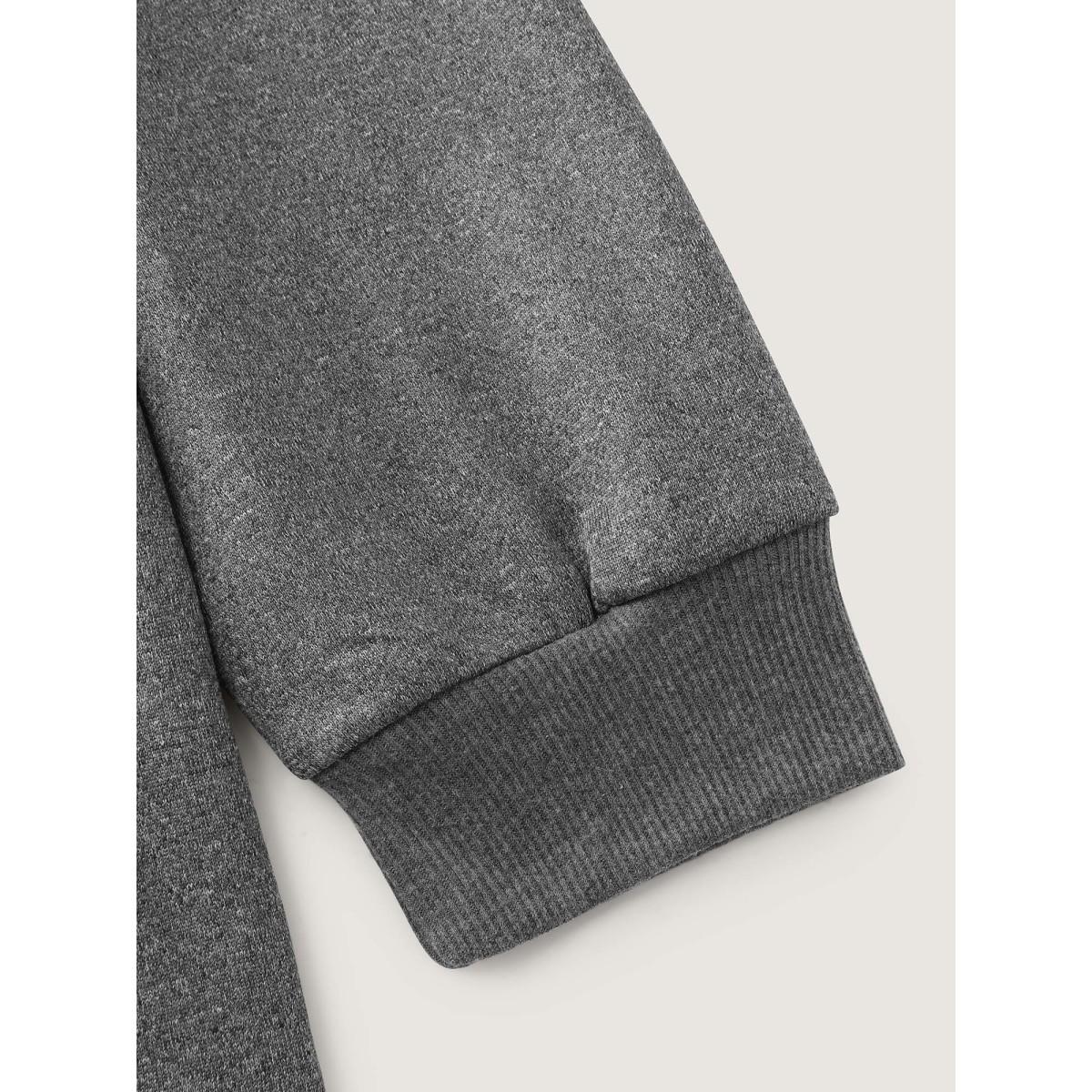 Plus Size Floral Cactus Drop Shoulder Sweatshirt Women DarkGray Leisure Texture Round Neck Casual Sweatshirts BloomChic 22-24/3X Product Image