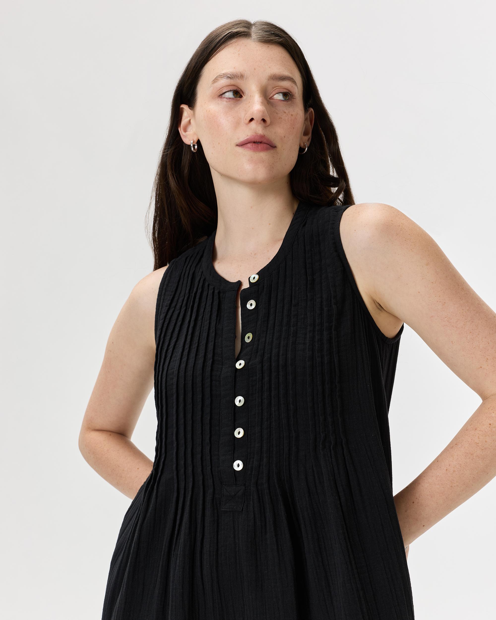 Quince | Women's Gauze Sleeveless Swing Dress Organic Cotton Product Image