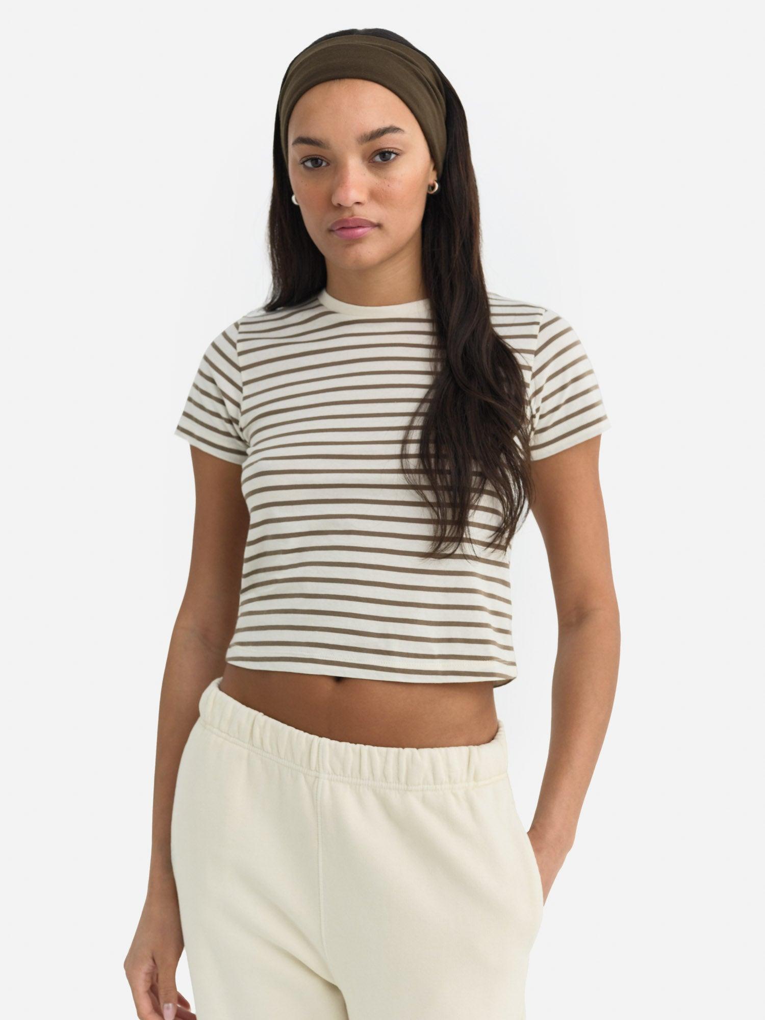 Organic Cotton Striped Shrunken Tee Female Product Image