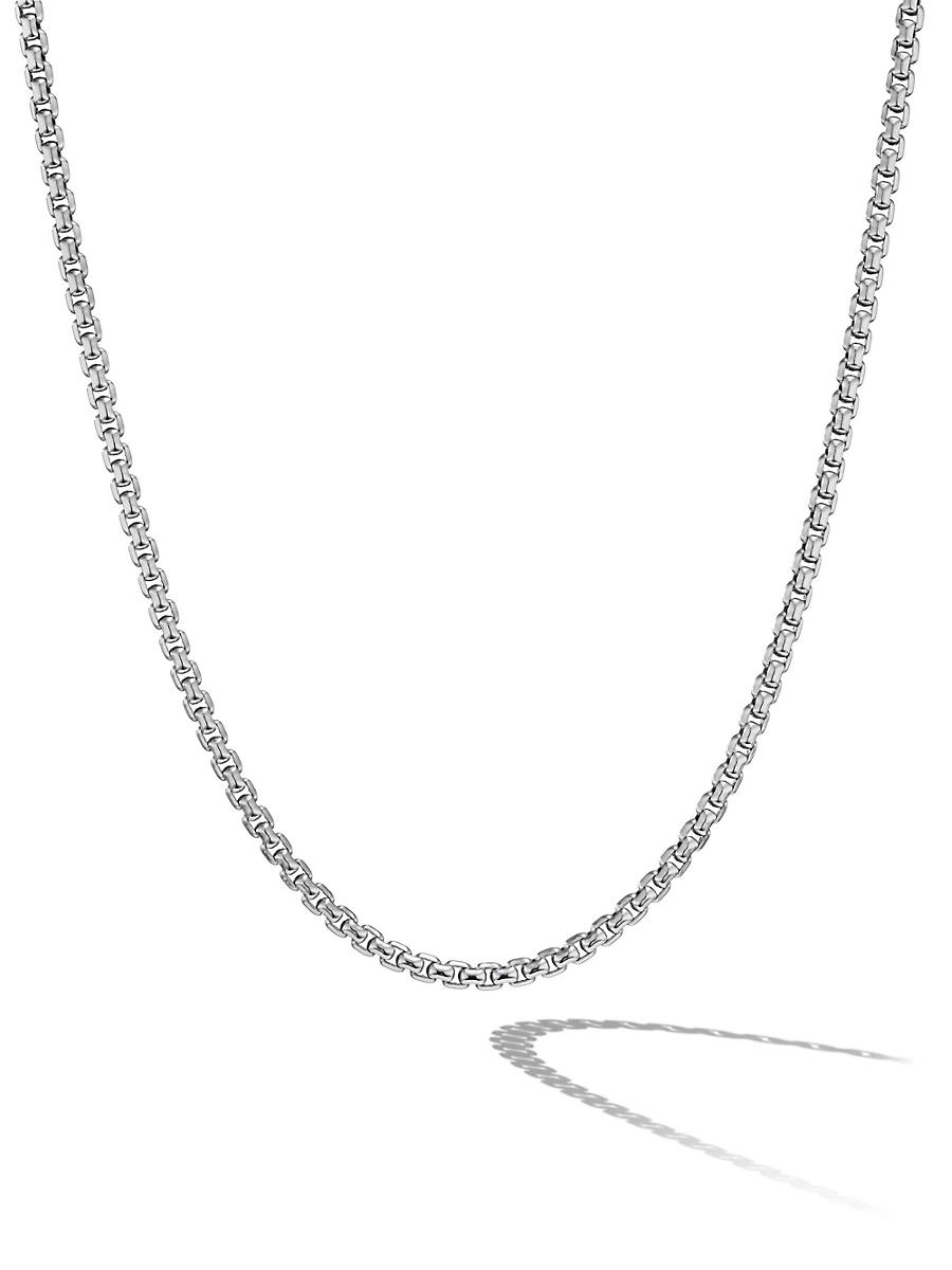 Mens Box Chain Necklace in 18K White Gold Product Image