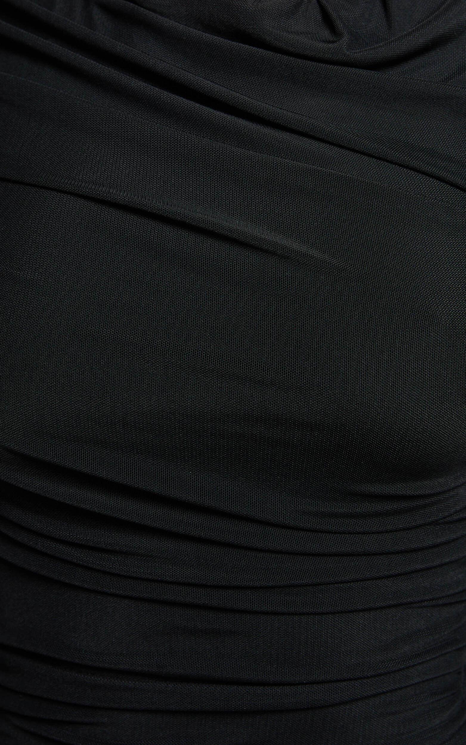 Zita Mini Dress - High Neck Long Sleeve Bodycon Mesh Dress in Black Product Image