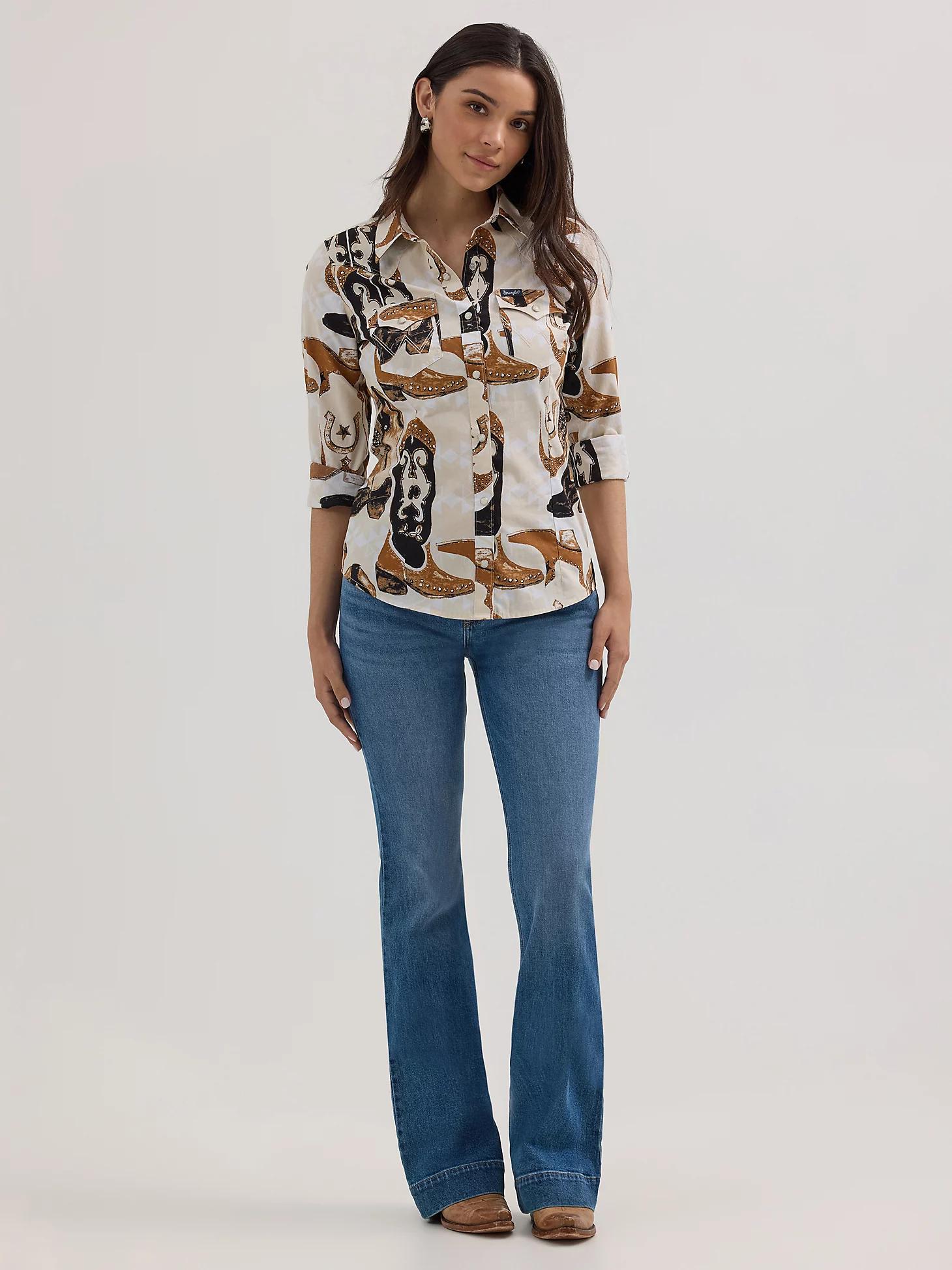 Women's Saddle Up Slim Western Snap Shirt | Women's TOPS | Wrangler® Product Image