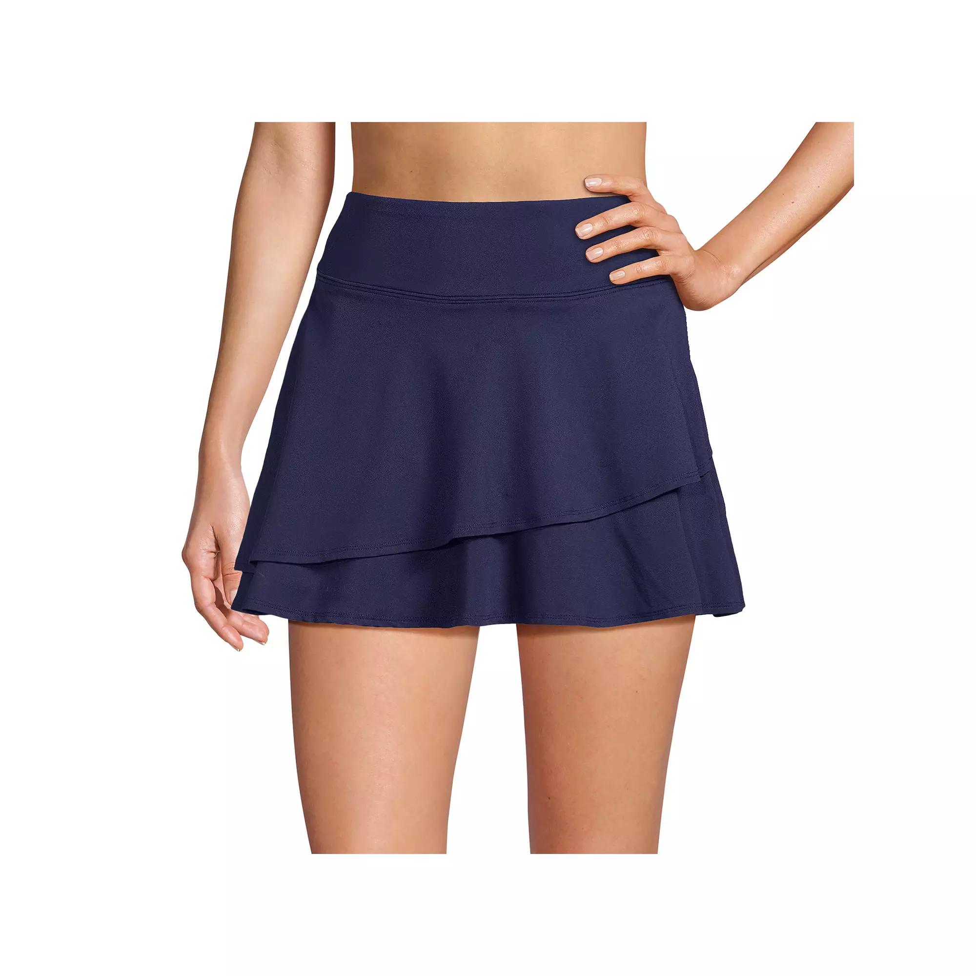 Women's Lands' End High-Waisted Tulip Hem Swim Skort,  Product Image