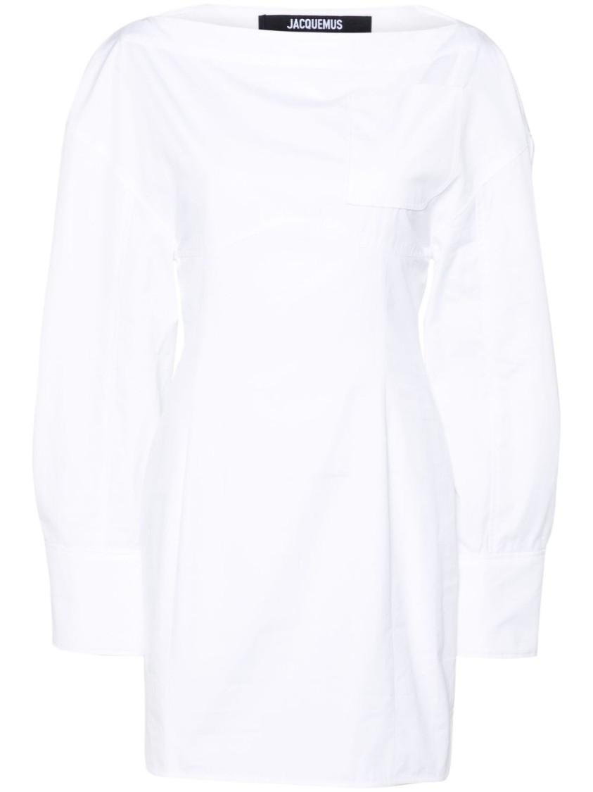 JACQUEMUS La Casaco Long Sleeve Cotton Shirtdress In White Product Image