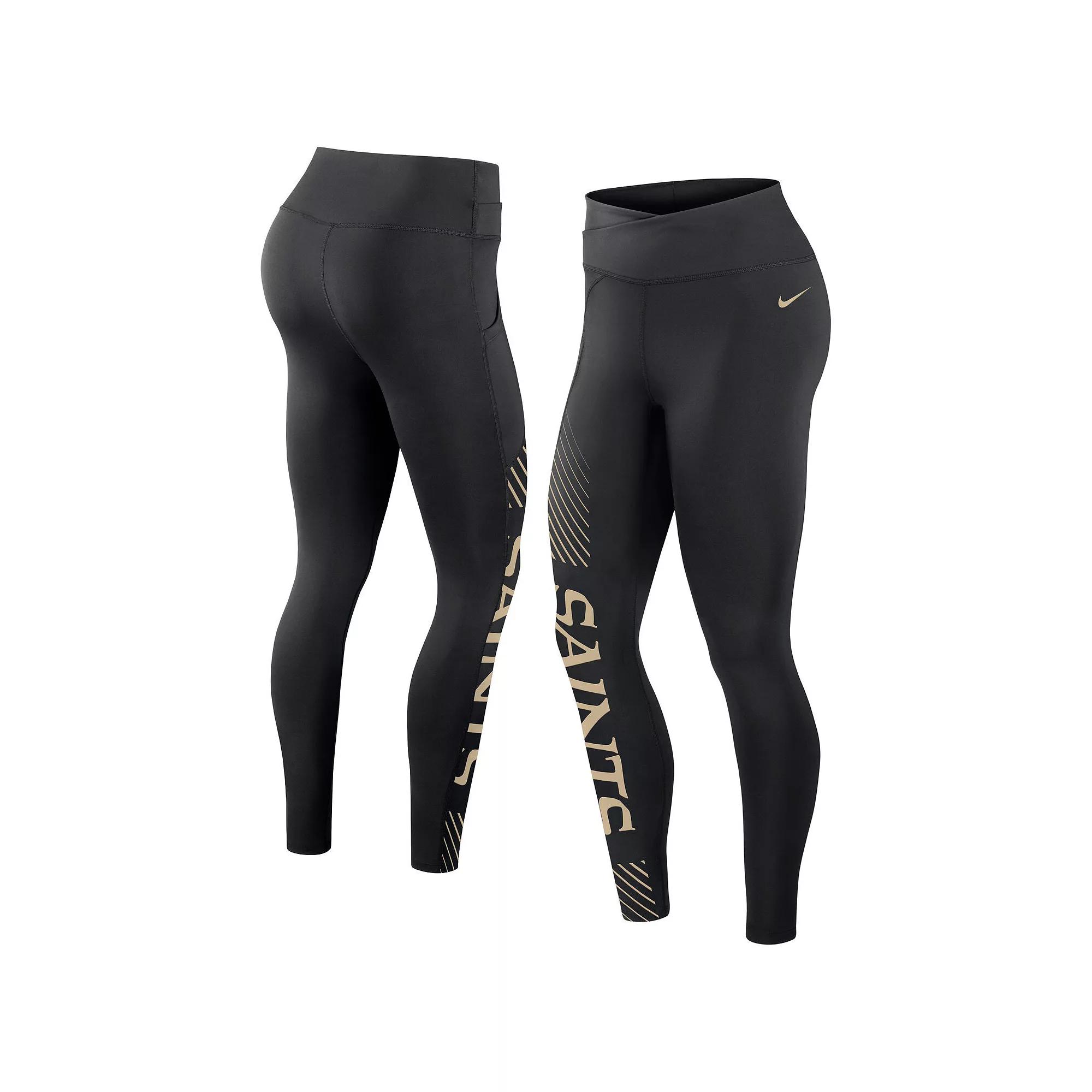 Women's Nike Black New Orleans Saints Yard Line Crossover Leggings, Size: XS Product Image