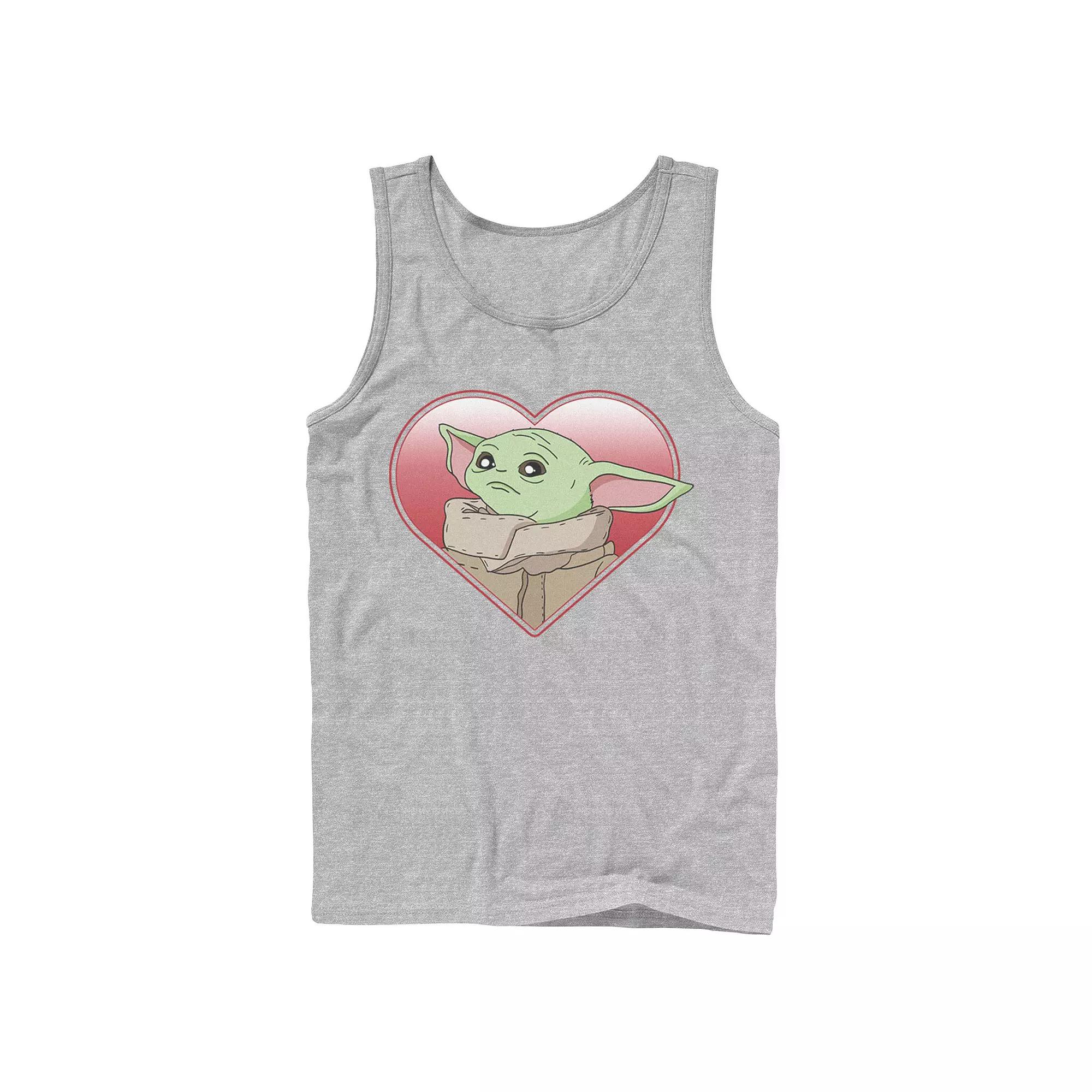 Men's Star Wars The Mandalorian The Child Valentine Heart Portrait Tank Top,  Product Image