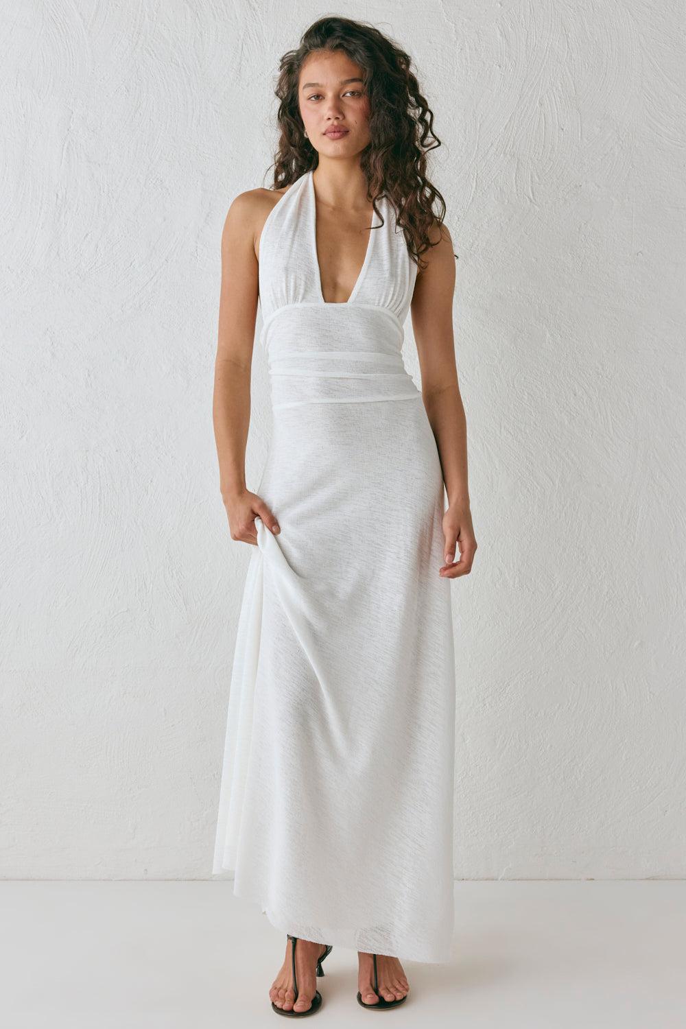 When In Italy Halter Midi Dress White Product Image
