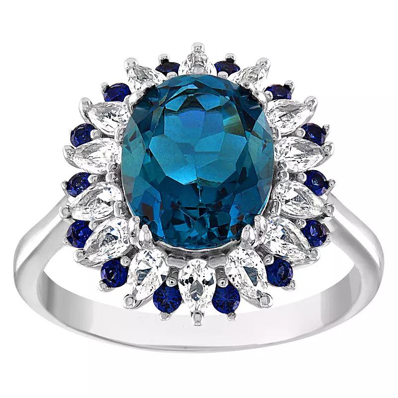Designs by Gioelli Sterling Silver London Blue Topaz & Lab-Created Sapphire Ring, Women's,  Product Image