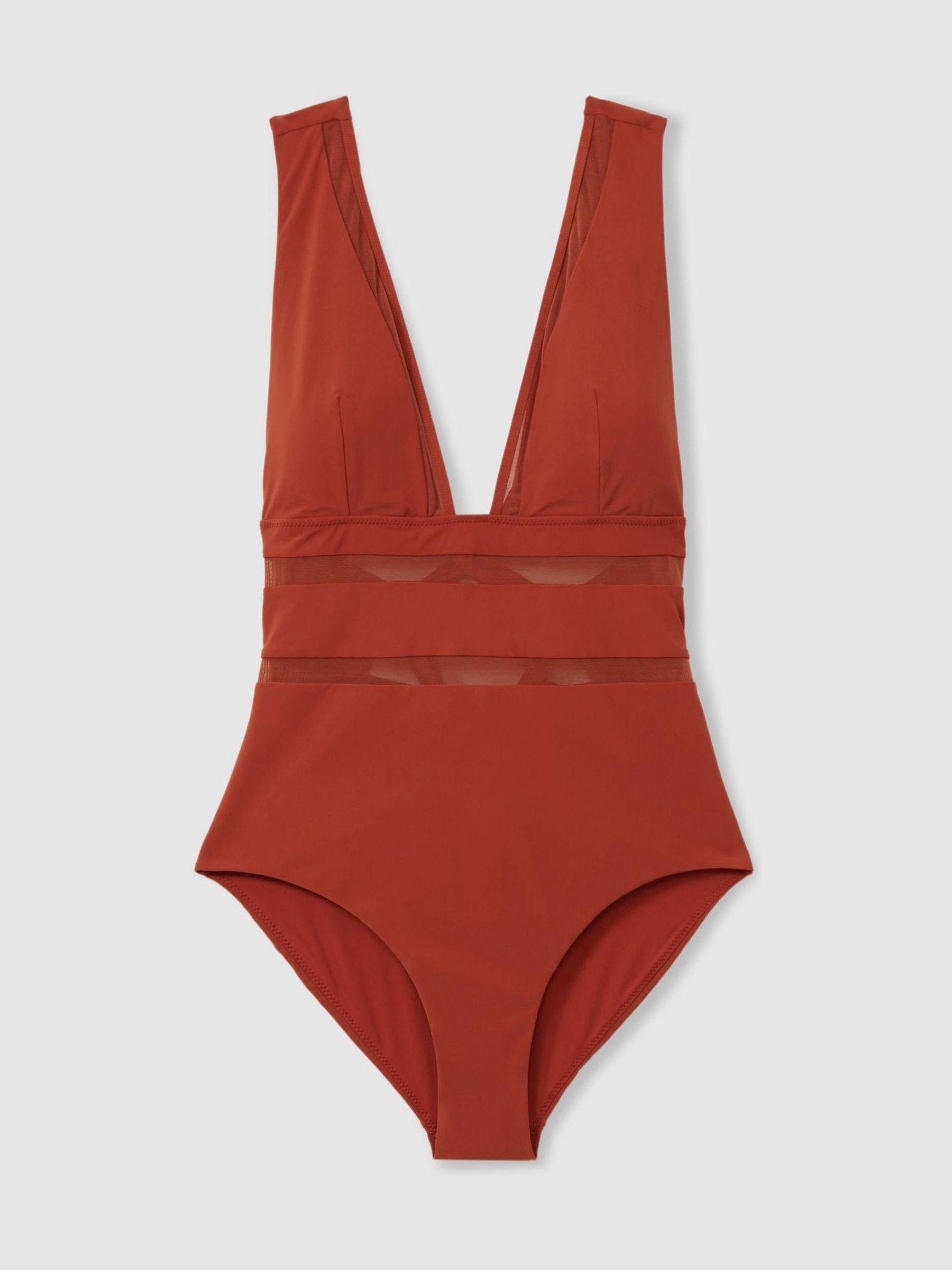 Harper Rust Cross-Back Mesh Swimsuit Product Image
