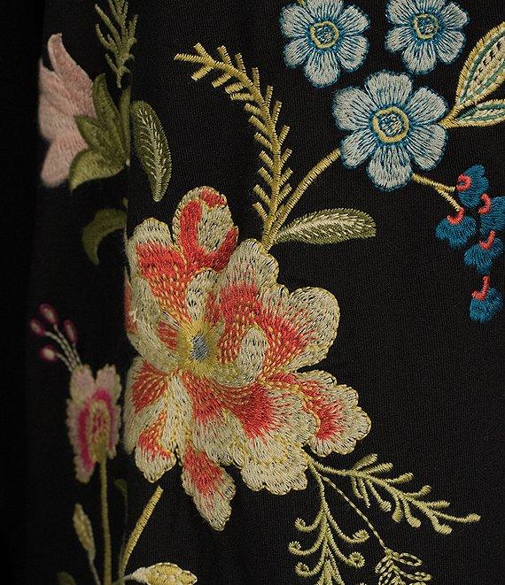 JOHNNY WAS Julianna Embroidered Placement Floral Crew Neck Long Sleeve Sweatshirt Product Image