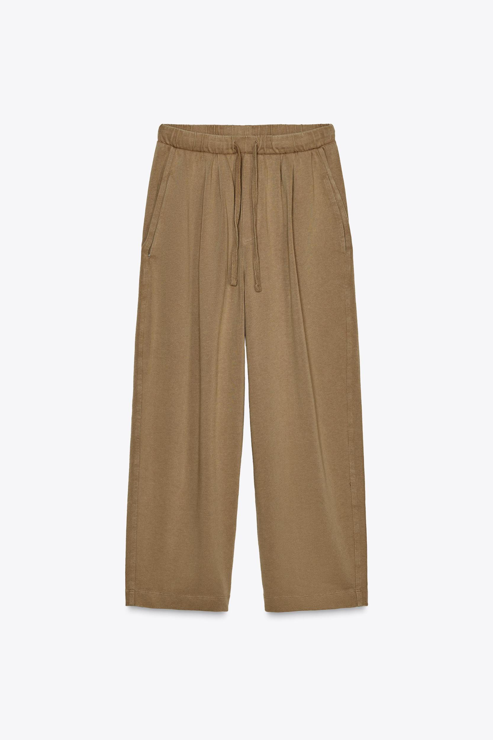 WASHED ANKLE-LENGTH WIDE LEG PANTS Product Image