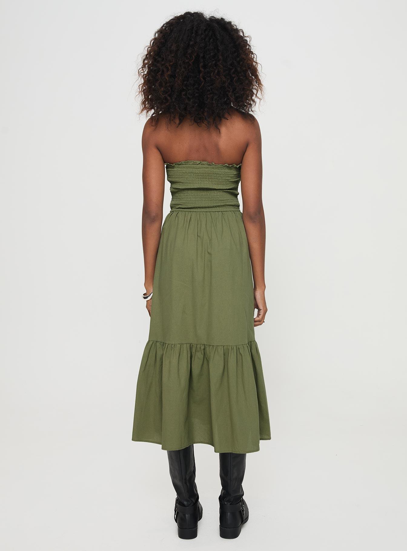 Chani Strapless Maxi Dress Olive Product Image