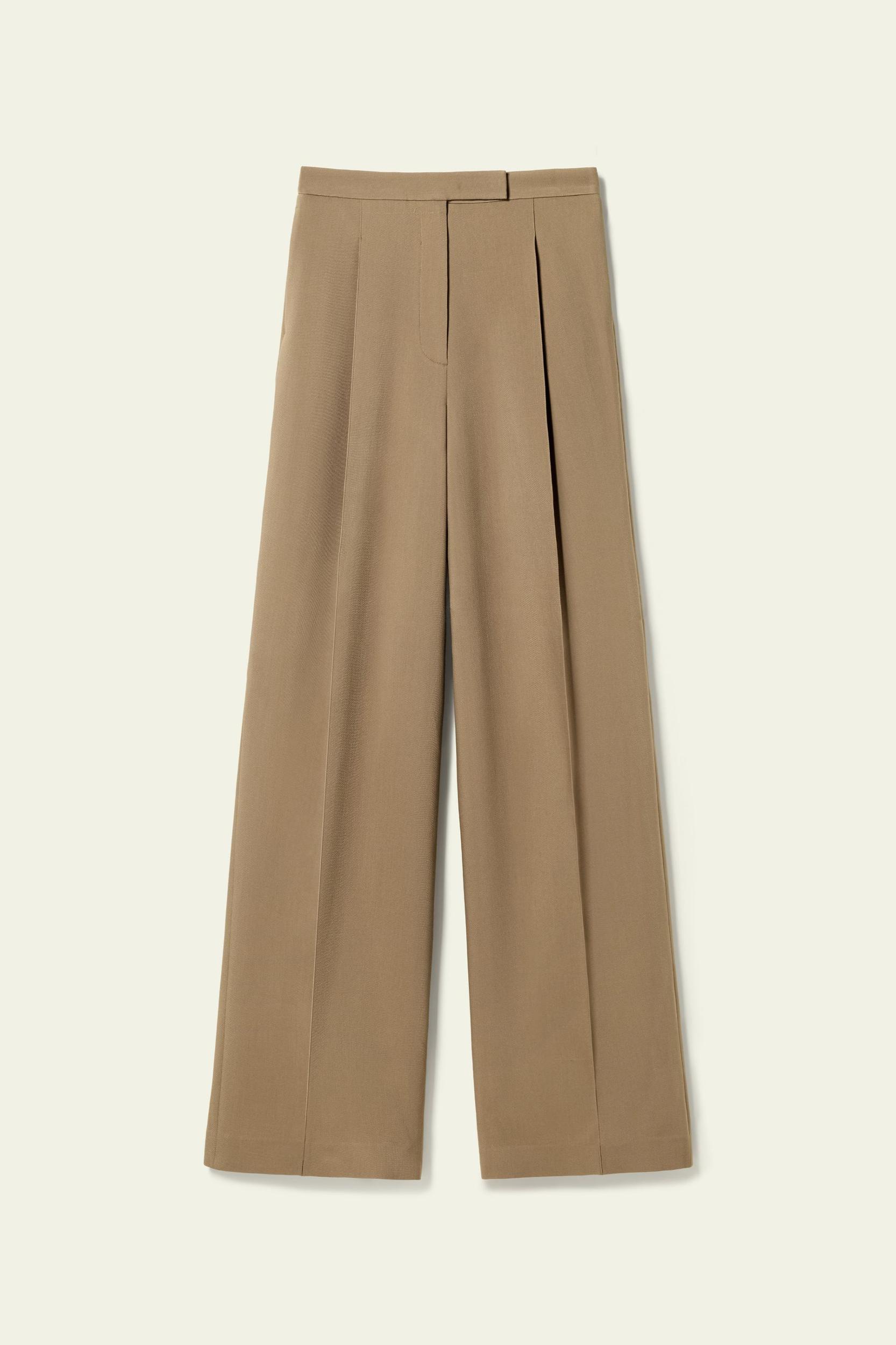 LILYSILK Women's Silk-Wool Pleated Wide-Leg Trousers, Black, Size 4, Breathable & Wrinkle-Resistant Product Image