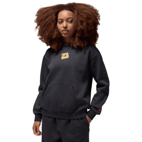 Jordan Womens Jordan Brooklyn Fleece Pullover 24 Gel - Womens Off Noir/Gym Red Product Image