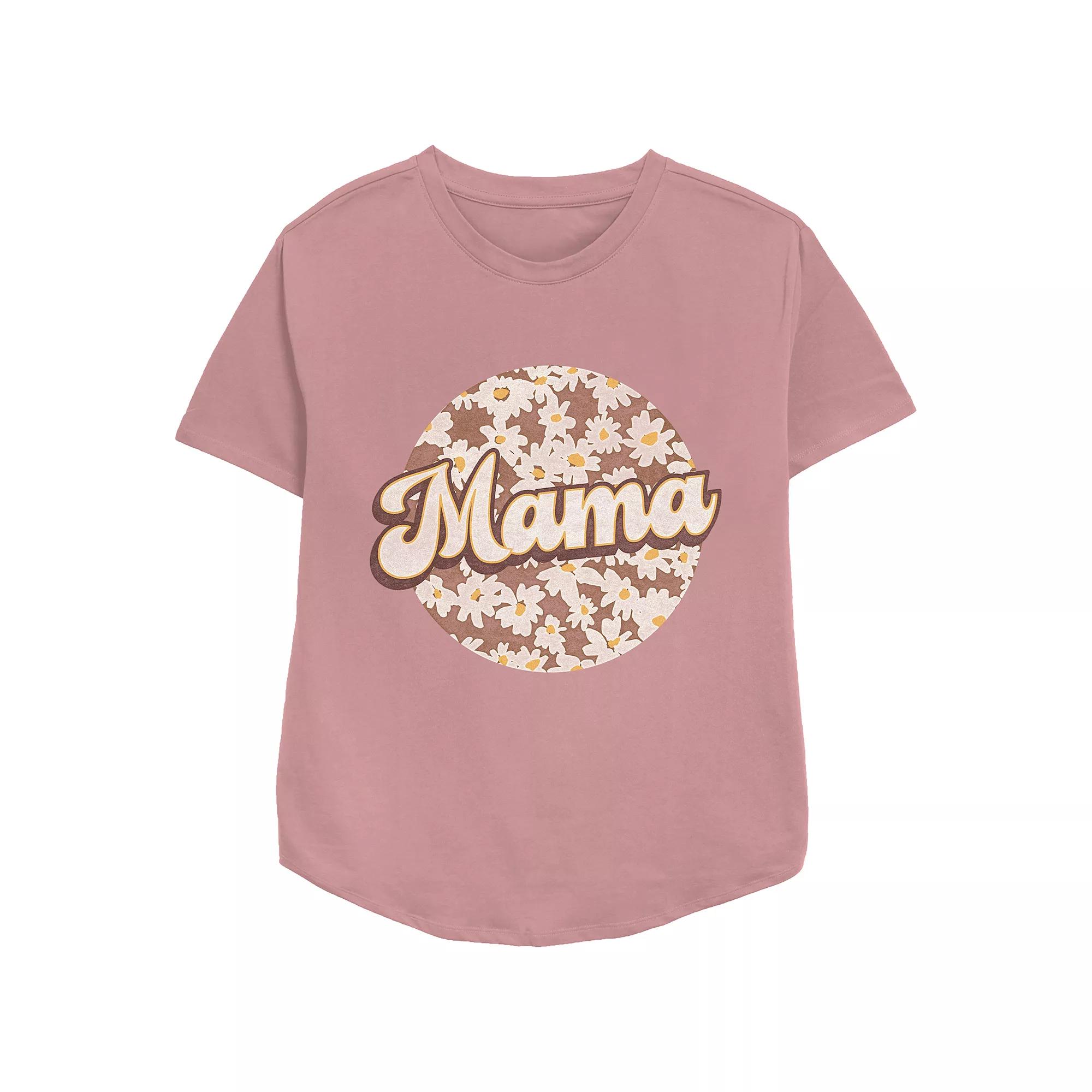 Women's Mama Flower Print Relaxed Fit Graphic Tee,  Product Image